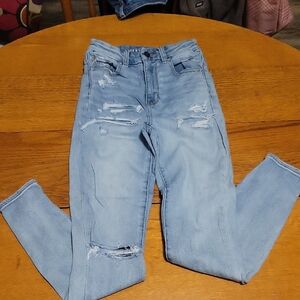 American Eagle Outfitters Light Blue Distressed Skinny Jeans